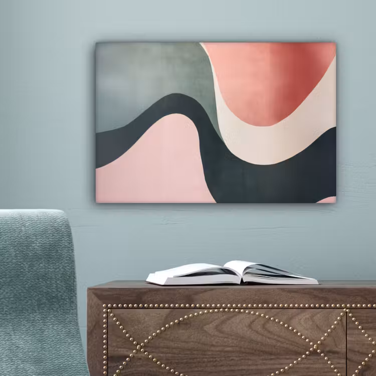 Abstract - Golven - Sierlijk - Roze canvas 2cm klein -sfeer4