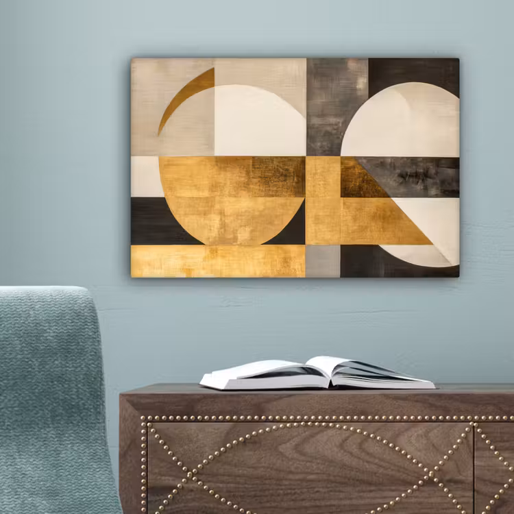 Abstract - Goud - Grijs - Vormen - Geometrisch canvas 2cm klein -sfeer4
