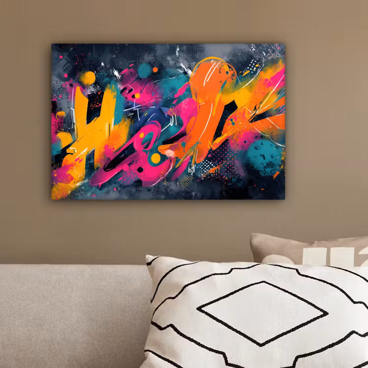 Abstract - Graffiti - Kleurrijk - Verfspatten canvas 2cm klein -sfeer3