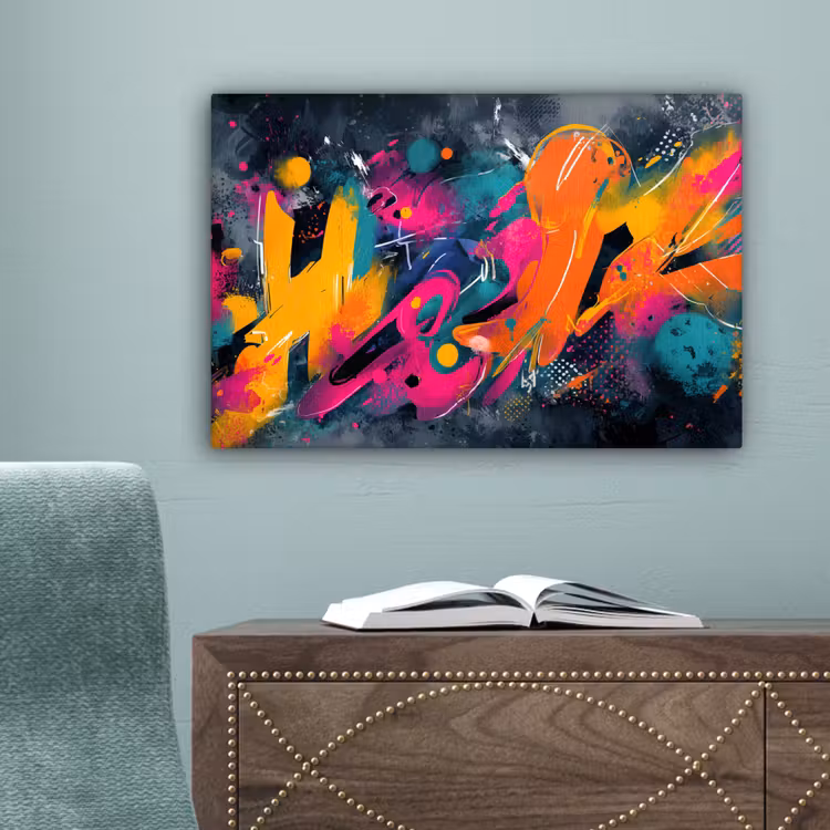 Abstract - Graffiti - Kleurrijk - Verfspatten canvas 2cm klein -sfeer4