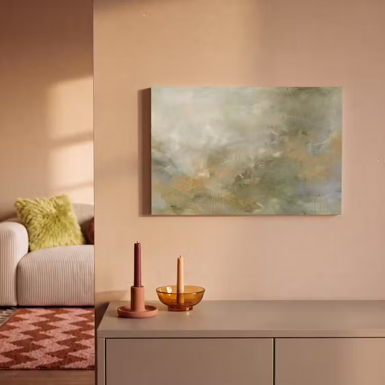 Abstract - Groen - Beige - Modern - Kunst canvas 2cm klein -sfeer1