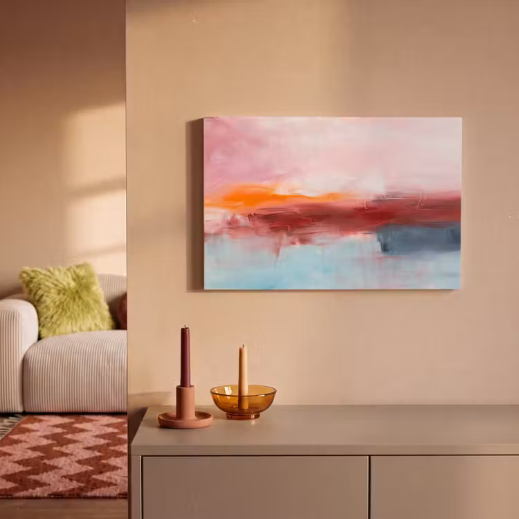 Abstract - Kleuren - Modern - Kunst - Roze canvas 2cm klein -sfeer1
