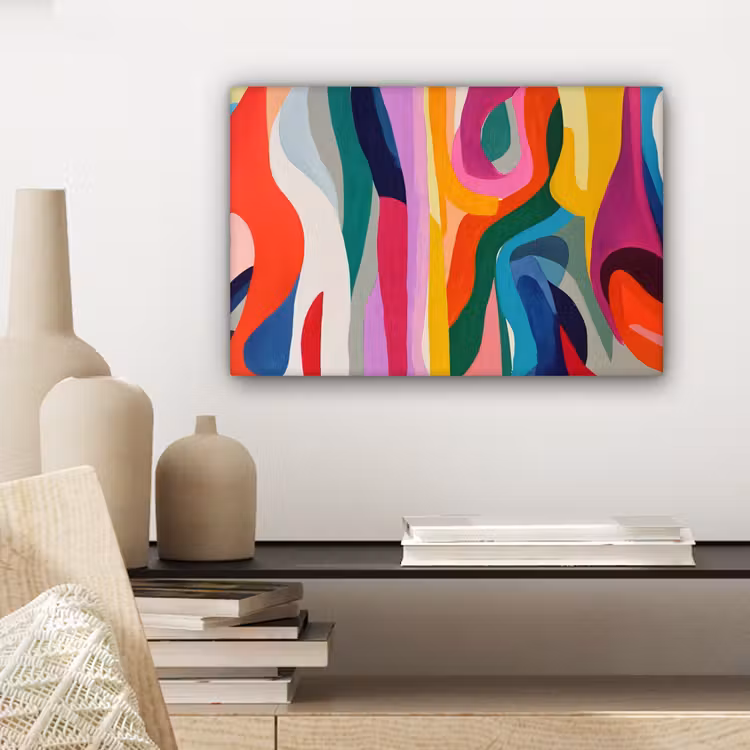 Abstract - Kleurrijk - Golven - Lijnen canvas 2cm klein -sfeer6