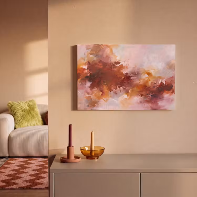 Abstract - Kleurrijk - Kunst - Modern - Roze-Rood canvas 2cm klein -sfeer1