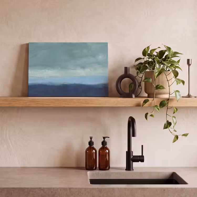 Abstract - Lagen - Rust - Modern - Blauw canvas 2cm klein -sfeer3