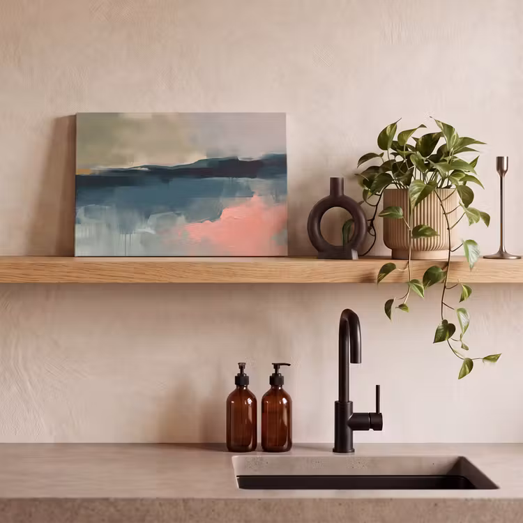 Abstract - Landschap - Kunst - Modern - Groen - Blauw canvas 2cm klein -sfeer3