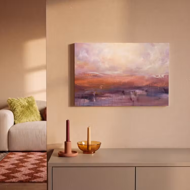Abstract - Landschap - Modern - Paars - Oranje canvas 2cm klein -sfeer1