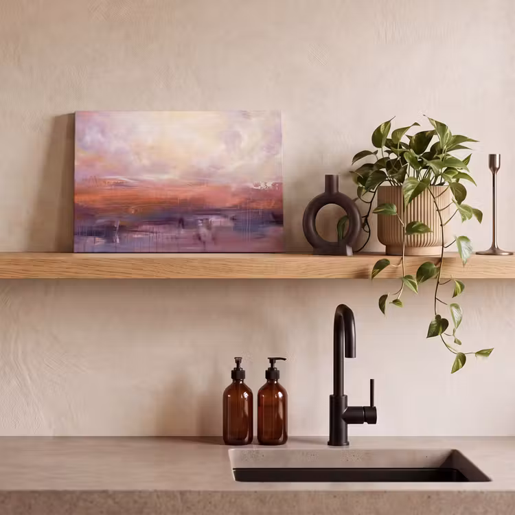 Abstract - Landschap - Modern - Paars - Oranje canvas 2cm klein -sfeer3