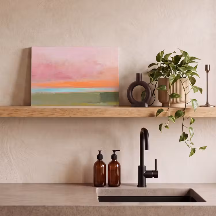 Abstract - Landschap - Modern - Roze - Oranje canvas 2cm klein -sfeer3