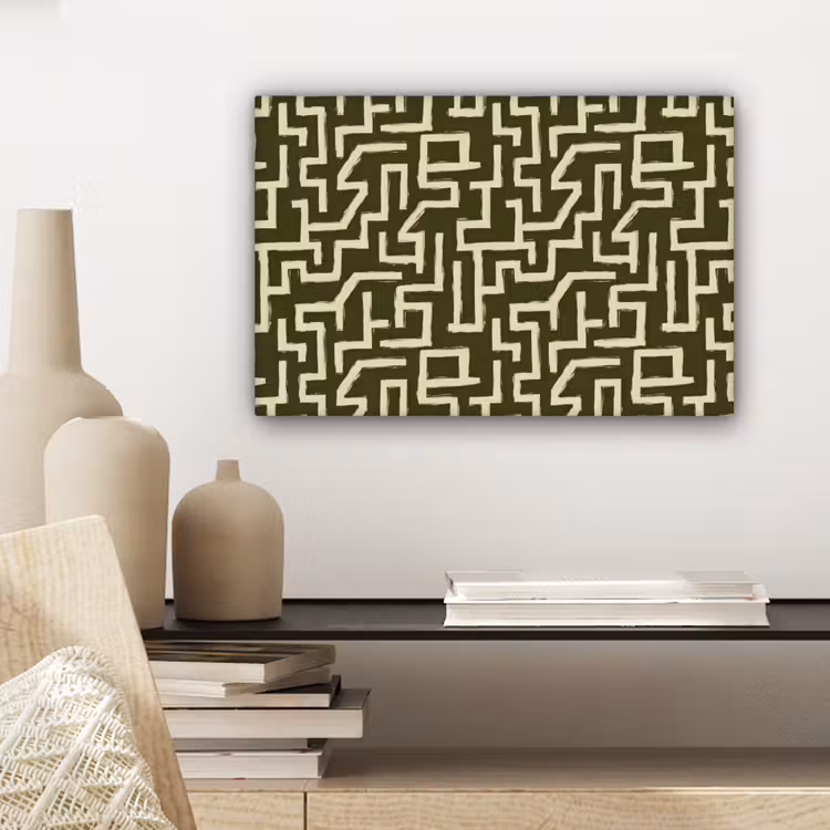 Abstract - Lijnen - Groen canvas 2cm klein 34 -sfeer6