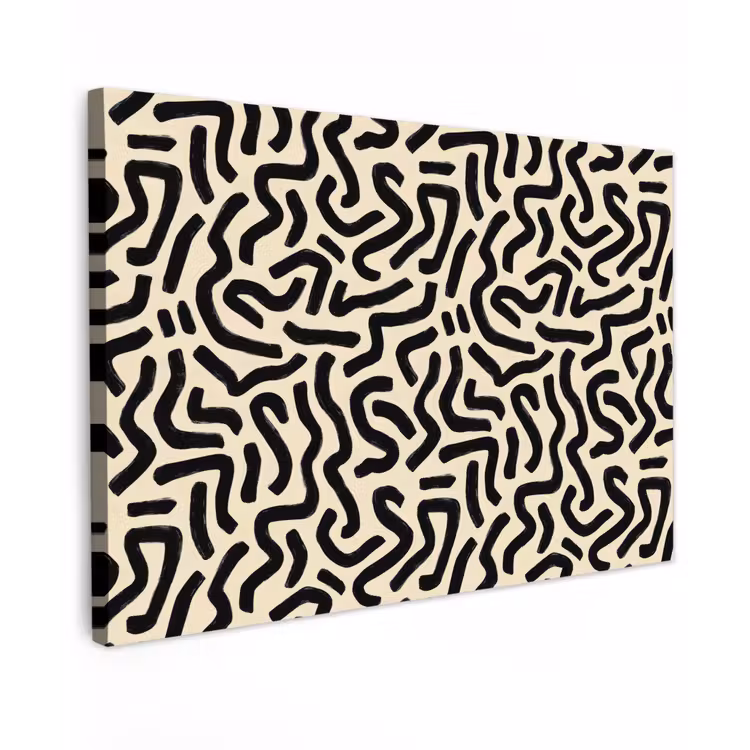 Abstract - Lijnen - Zwart canvas 2cm klein 34 -z3d