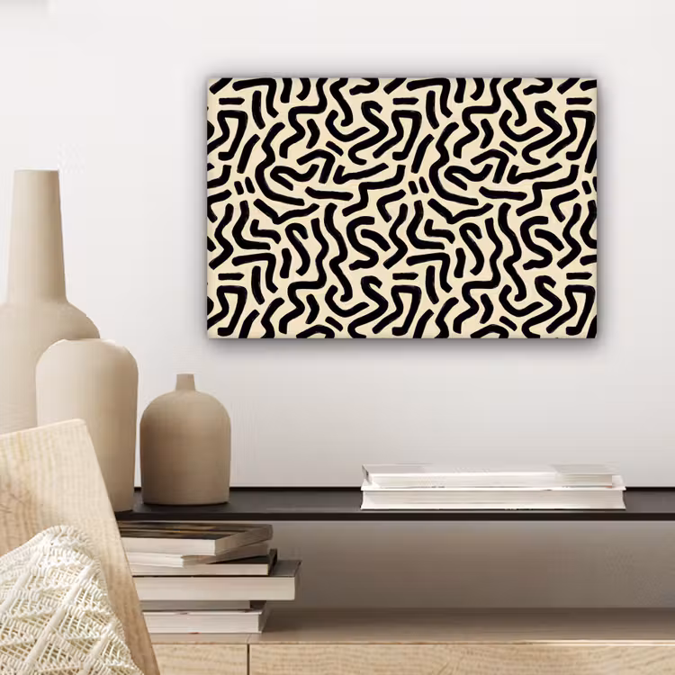 Abstract - Lijnen - Zwart canvas 2cm klein 34 -sfeer6