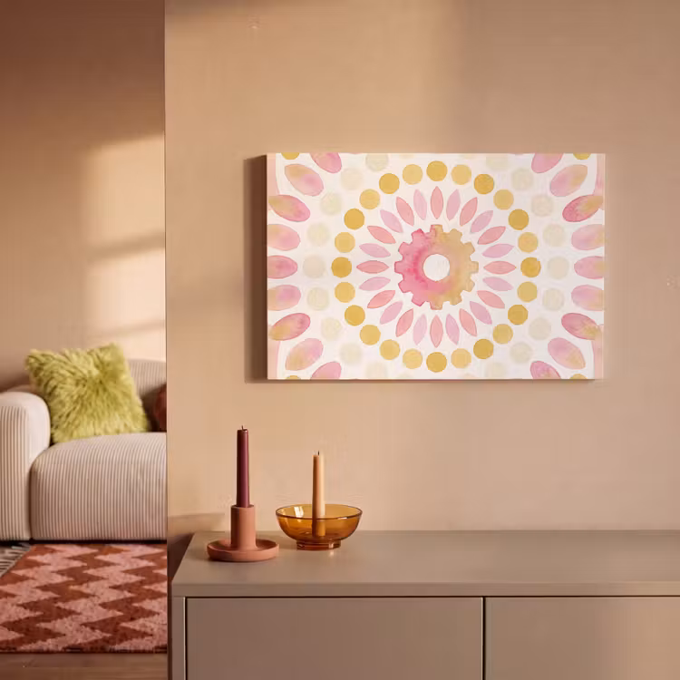 Abstract - Mandala - Kunst - Modern - Roze canvas 2cm klein -sfeer1
