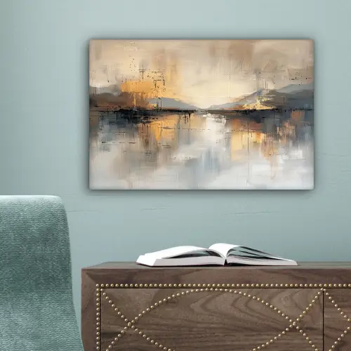Abstract - Modern - Beige - Aesthetic - Goud canvas 2cm klein -sfeer4