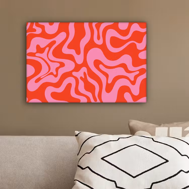 Abstract - Patroon - Rood - Roze - Minimalistisch canvas 2cm klein -sfeer3