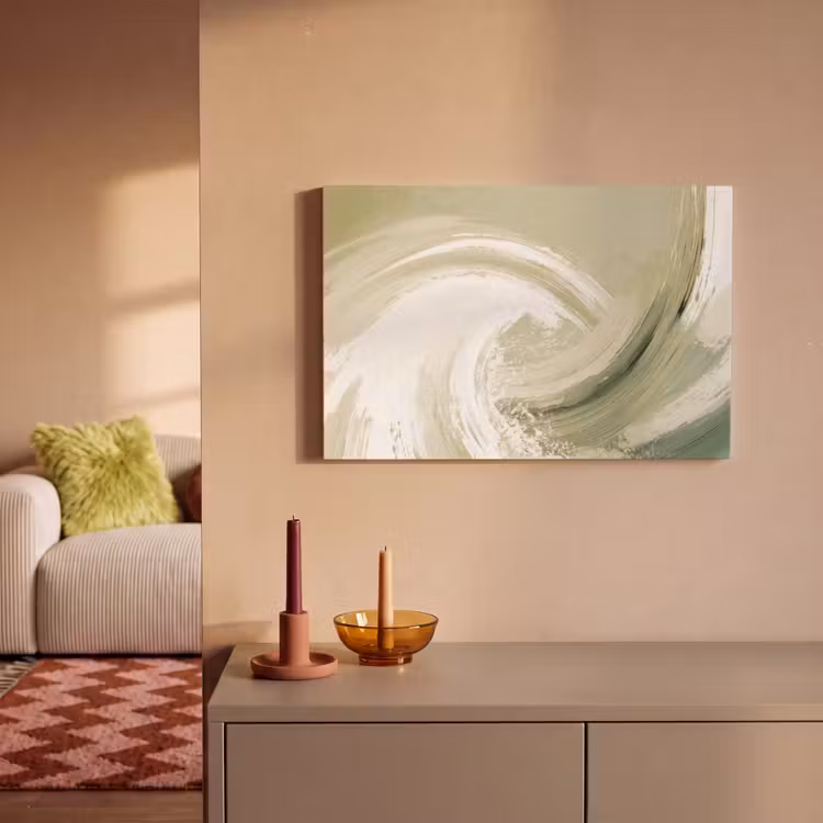 Abstract - Penseelstreken - Golven - Groen canvas 2cm klein -sfeer1