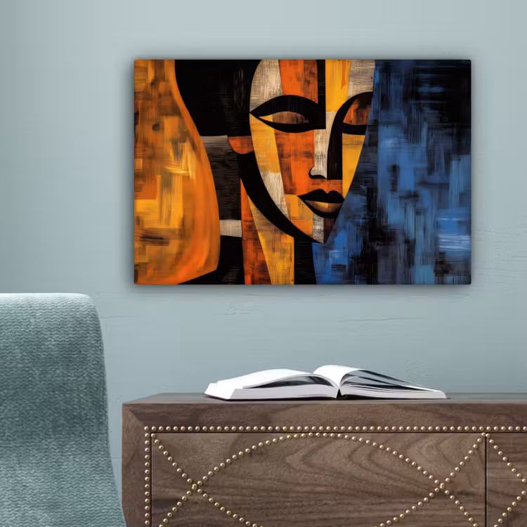 Abstract - Portret - Kleurvakken canvas 2cm klein -sfeer4