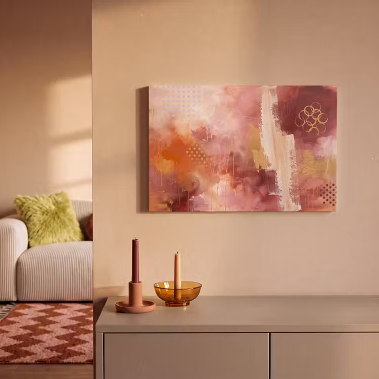 Abstract - Rood - Goud - Modern - Kunst canvas 2cm klein -sfeer1