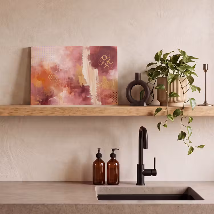 Abstract - Rood - Goud - Modern - Kunst canvas 2cm klein -sfeer3
