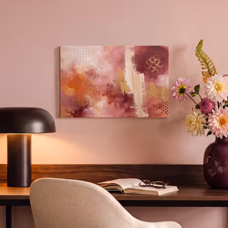 Abstract - Rood - Goud - Modern - Kunst canvas 2cm klein -sfeer4