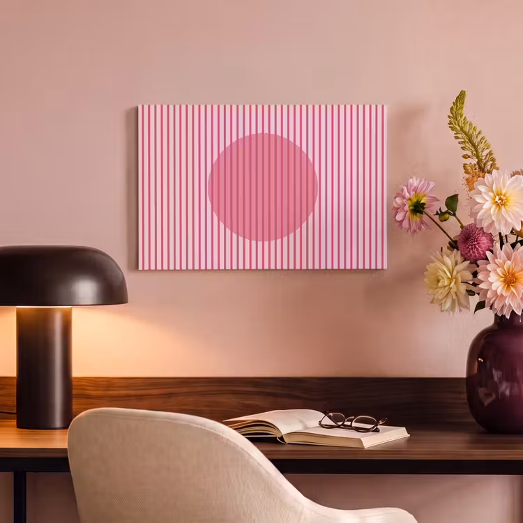 Abstract - Strepen - Ovaal - Roze - Modern canvas 2cm klein -sfeer4