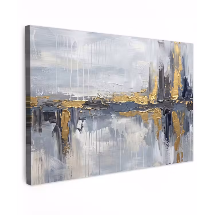 Abstract - Structuur - Goud - Grijs - Modern canvas 2cm klein -z3d