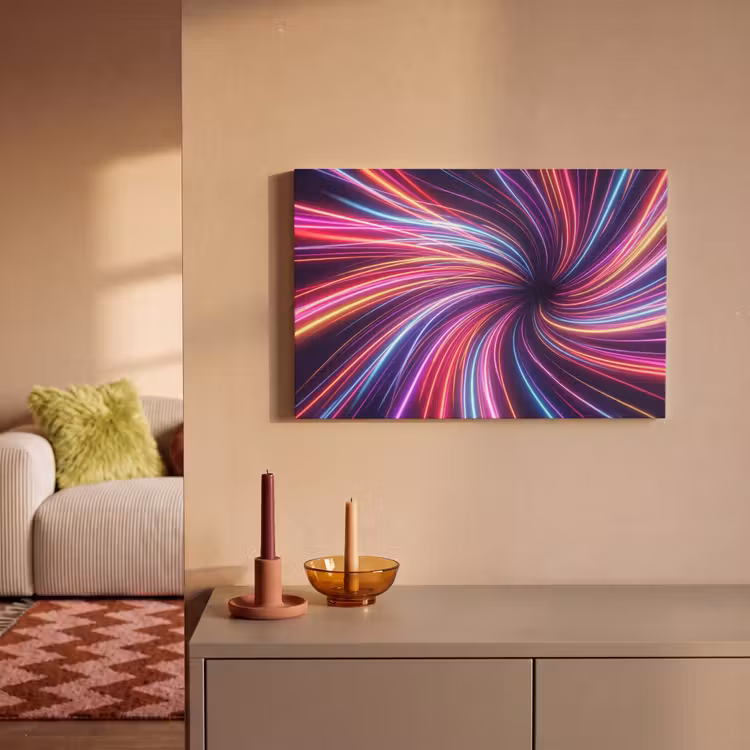 Abstract - Swirl - Futuristic - Neon canvas 2cm klein -sfeer1
