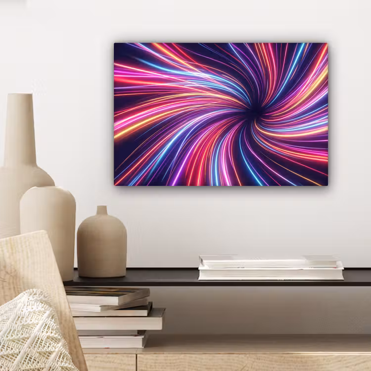 Abstract - Swirl - Futuristic - Neon canvas 2cm klein -sfeer6