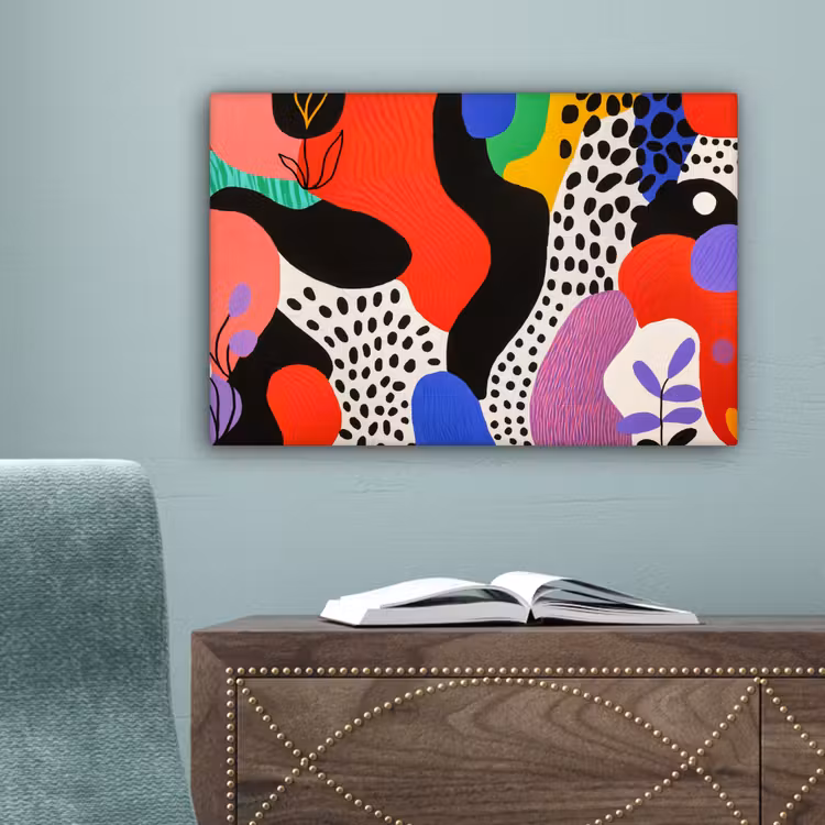 Abstract - Vormen - Kleuren - Stippen canvas 2cm klein -sfeer4