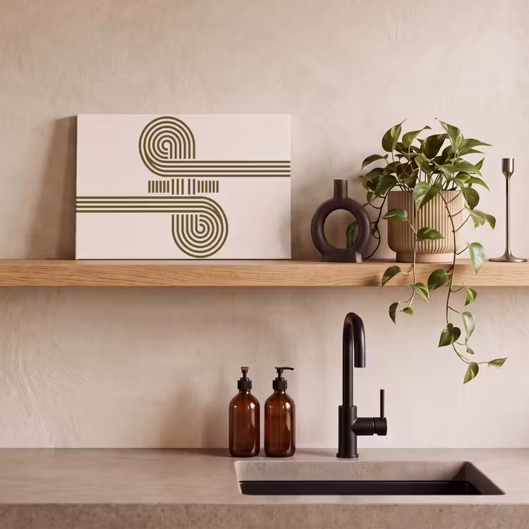 Abstract - Vormen - Modern - Groen canvas 2cm klein -sfeer3
