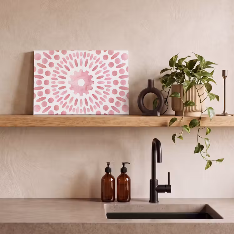 Abstract - Vormen - Patroon - Aquarel - Roze canvas 2cm klein -sfeer3