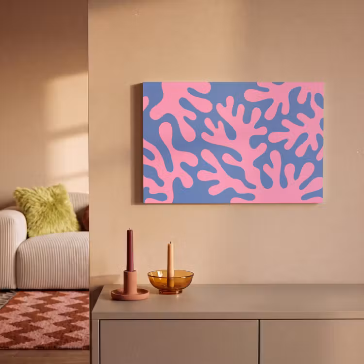 Abstract - Vormen - Roze - Blauw canvas 2cm klein -sfeer1
