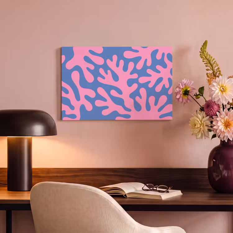 Abstract - Vormen - Roze - Blauw canvas 2cm klein -sfeer4