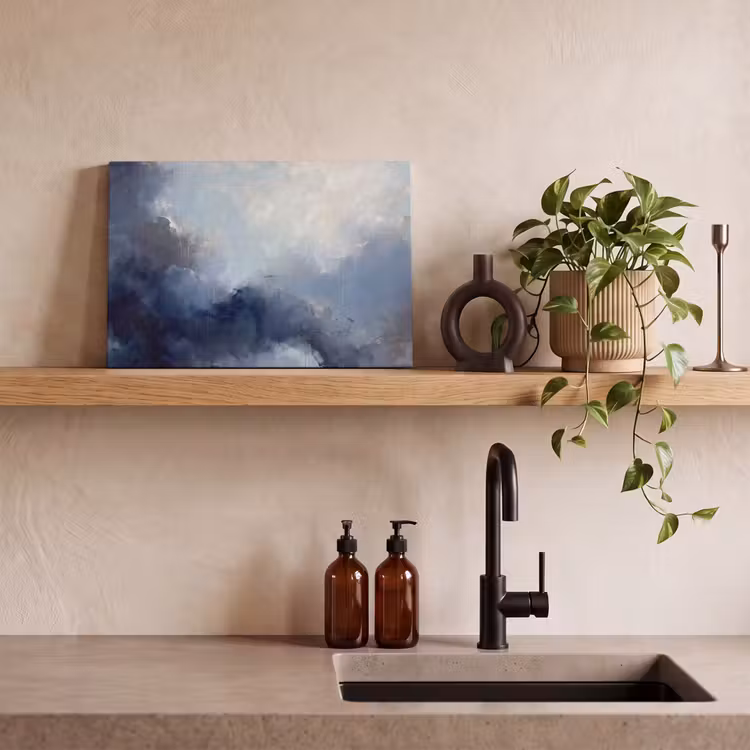Abstract - Wolken - Modern - Blauw - Kunst canvas 2cm klein -sfeer3