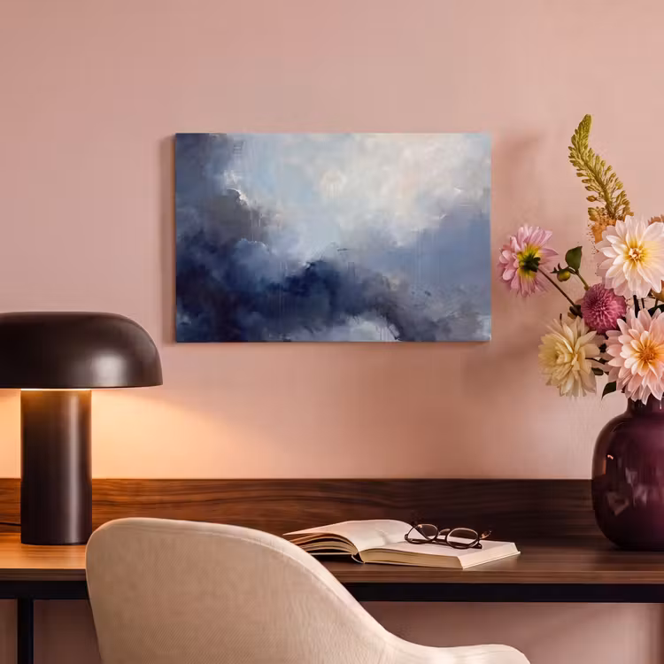 Abstract - Wolken - Modern - Blauw - Kunst canvas 2cm klein -sfeer4