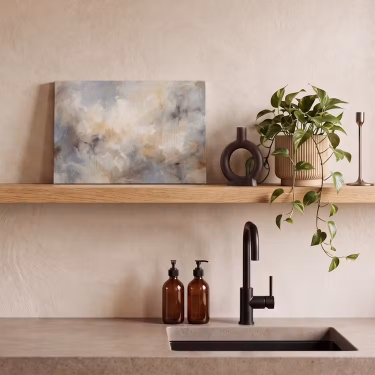 Abstract - Wolken - Sfeervol - Beige - Grijs canvas 2cm klein -sfeer3