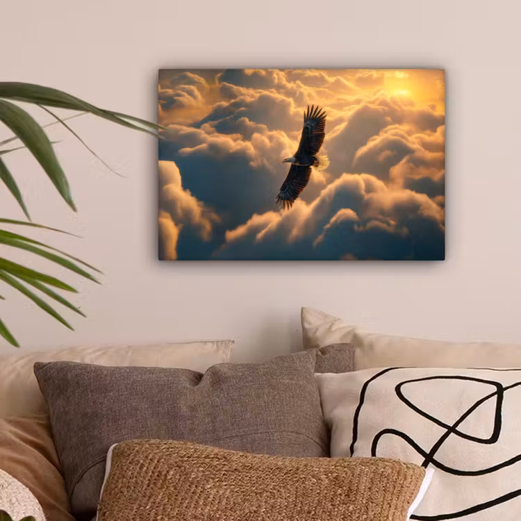 Adelaar - Wolken - Zon canvas 2cm klein -sfeer1
