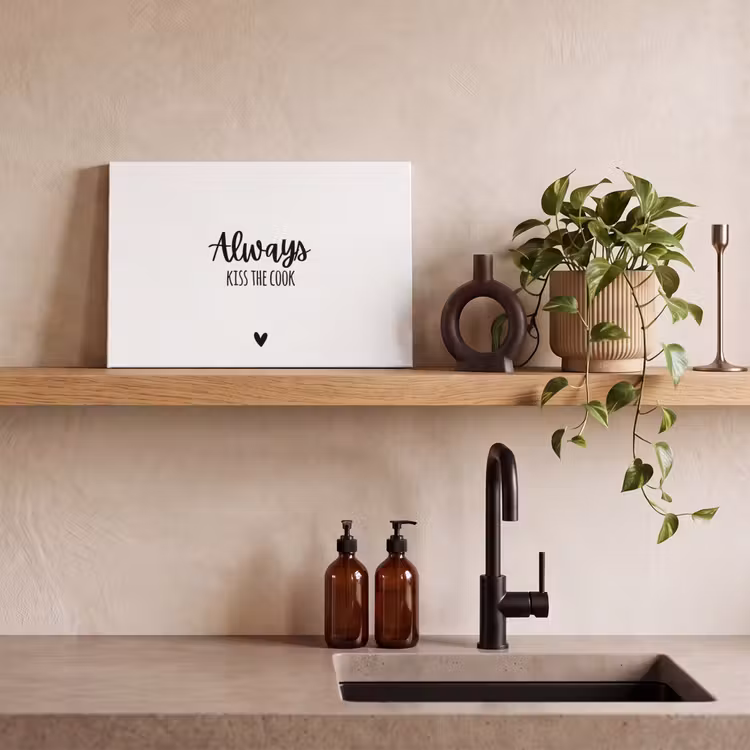 Always kiss the cook - Koken - Kok - Keuken - Spreuken canvas 2cm klein -sfeer3