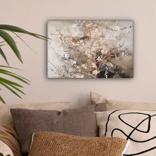 Amandelbloesem - Kunst - Van Gogh - Beige - Abstract canvas 2cm klein -sfeer1