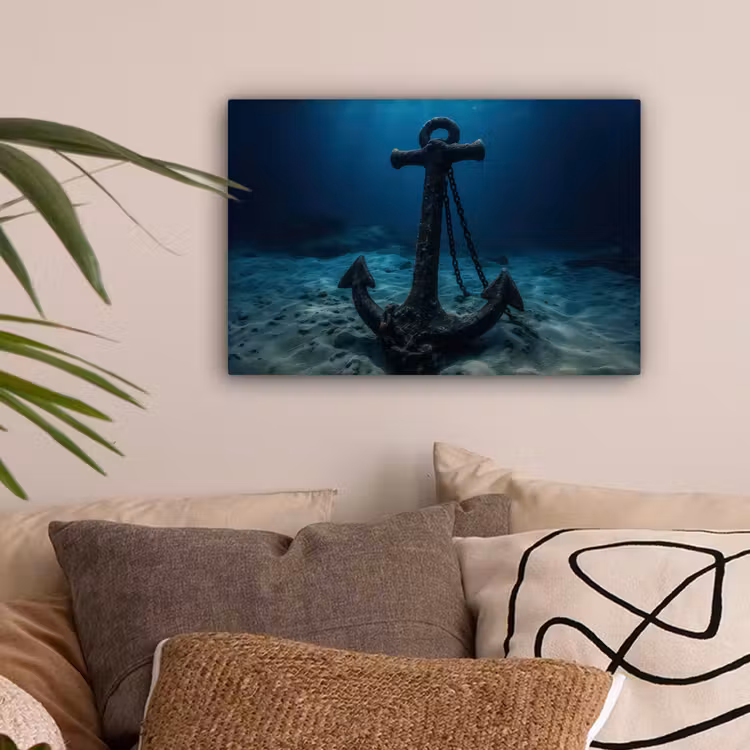 Anker - Ijzer - Zeebodem - Zand canvas 2cm klein -sfeer1