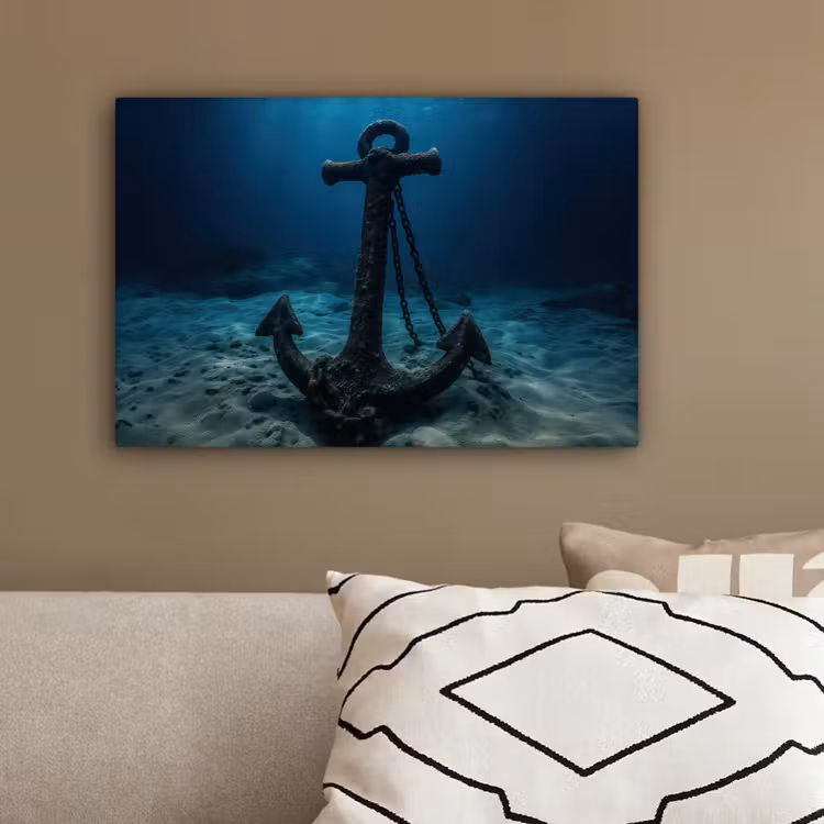 Anker - Ijzer - Zeebodem - Zand canvas 2cm klein -sfeer3