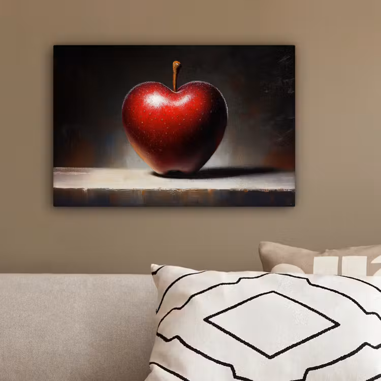 Apple - Hart - Rood canvas 2cm klein -sfeer3