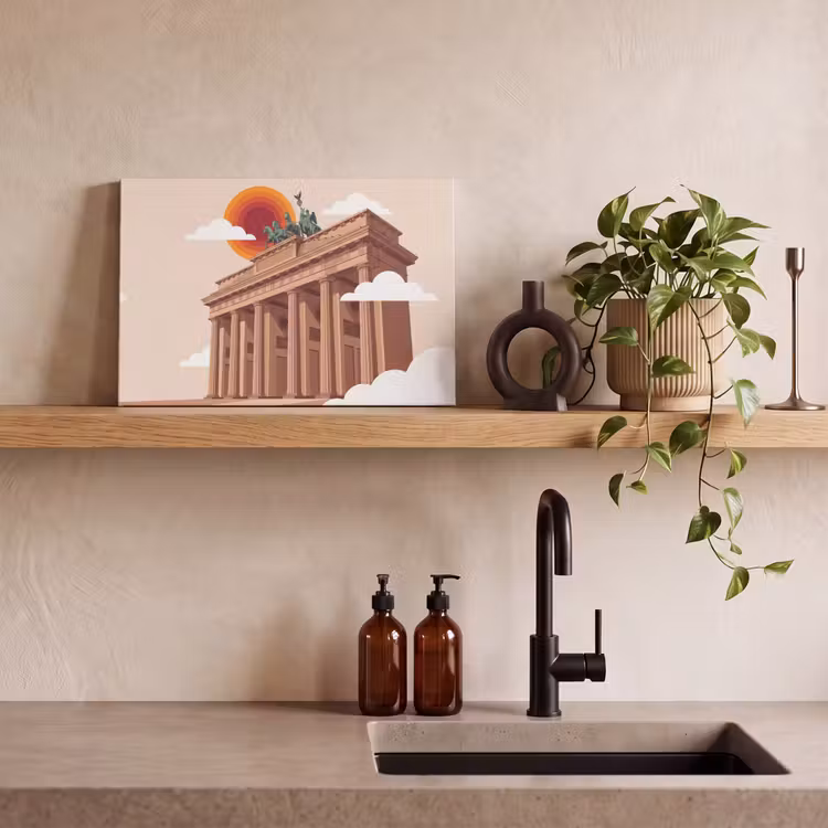 Architectuur - Brandenburg - Berlijn - Zonsondergang - Historisch canvas 2cm klein -sfeer3