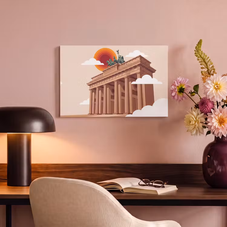 Architectuur - Brandenburg - Berlijn - Zonsondergang - Historisch canvas 2cm klein -sfeer4