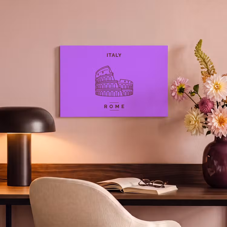 Architectuur - Colosseum - Rome - Minimalistisch - Paars canvas 2cm klein -sfeer4