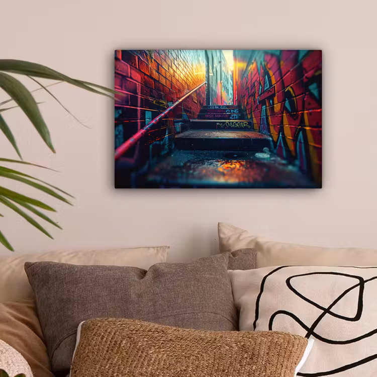 Architectuur - Neon - Trap - Graffiti canvas 2cm klein -sfeer1