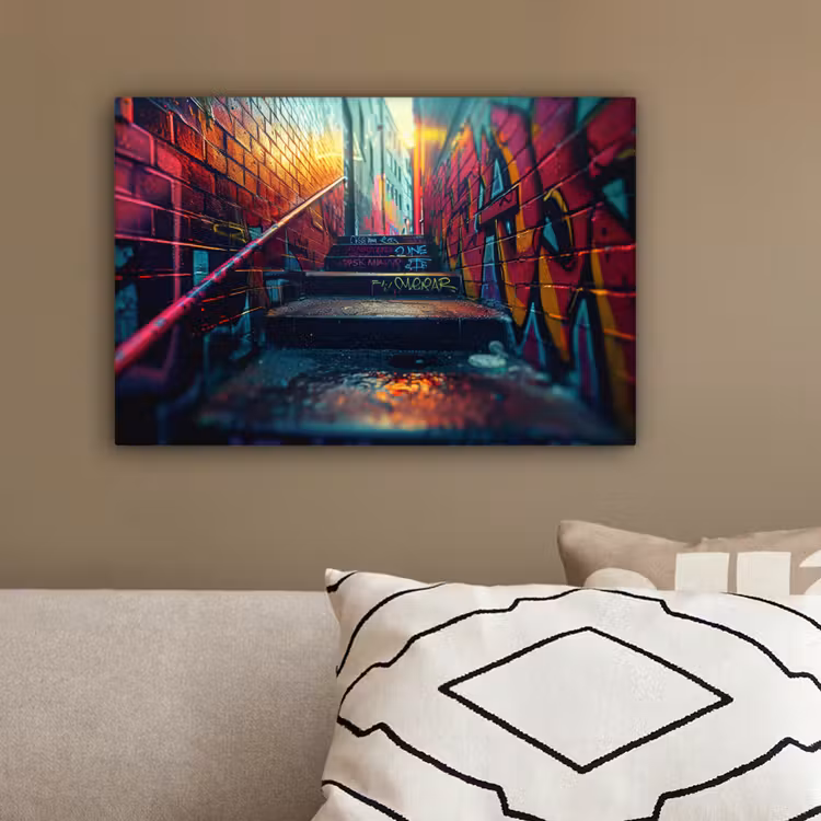 Architectuur - Neon - Trap - Graffiti canvas 2cm klein -sfeer3