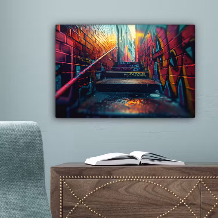 Architectuur - Neon - Trap - Graffiti canvas 2cm klein -sfeer4