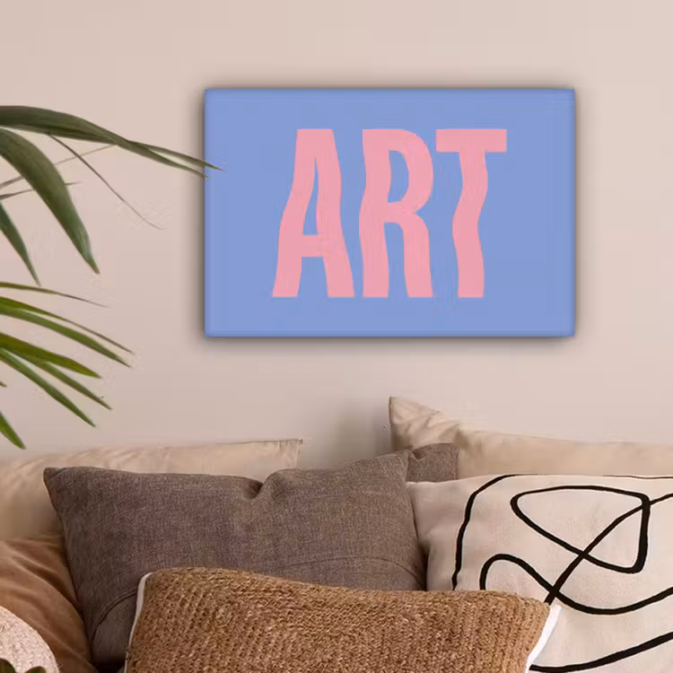 Art - Roze - Blauw canvas 2cm klein -sfeer1