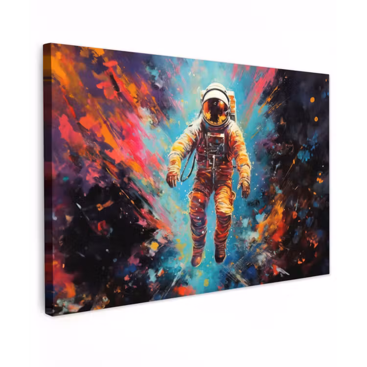 Astronaut - Graffiti - Ruimte - Neon canvas 2cm klein -z3d